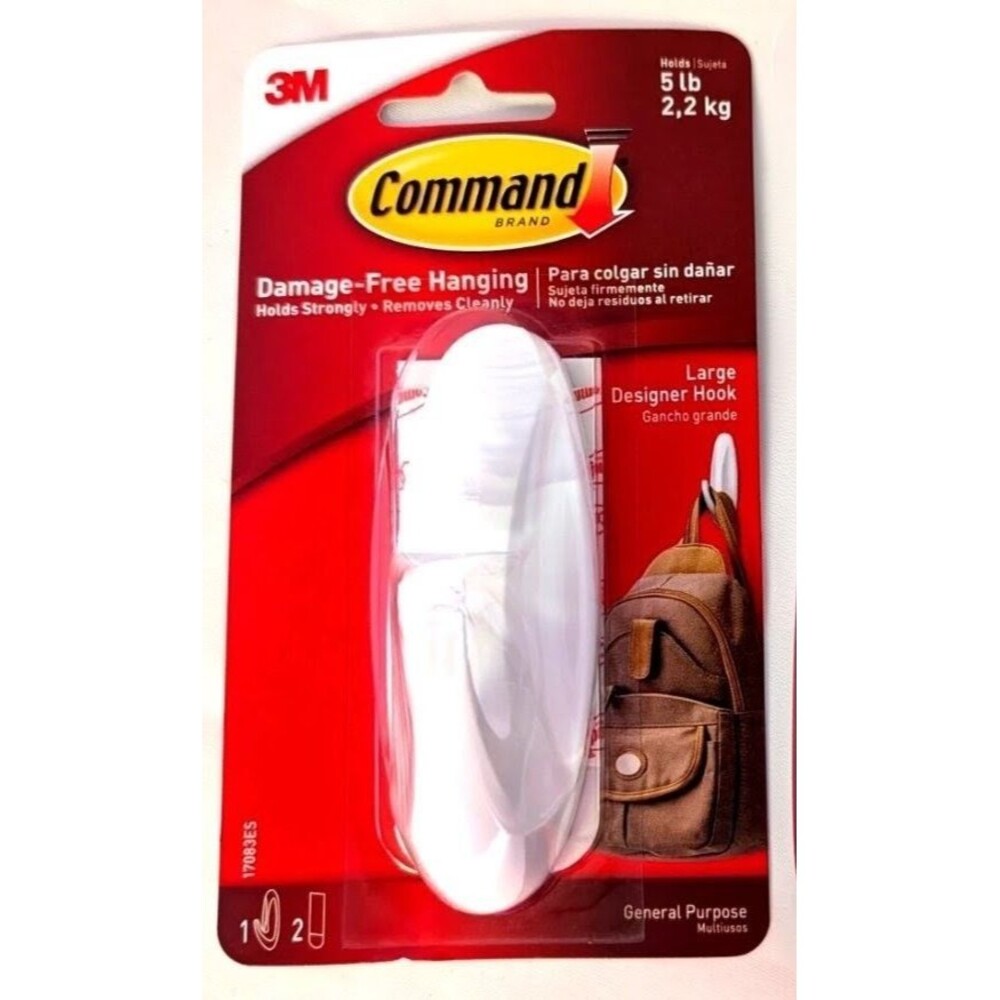 Lot of 24 3M Command Large Designer Hooks White 5 lb Damage-Free Hanging New‎